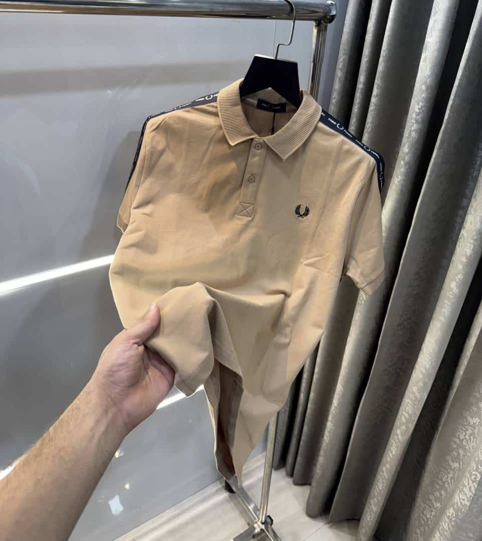 Fredperry Beige Embroidery Logo Premium Polo T-Shirt