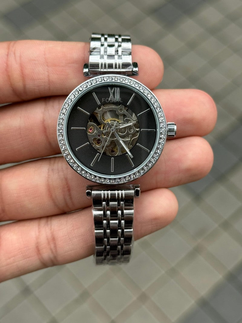 Fossi l Tillie Automatic Womens Silver Black