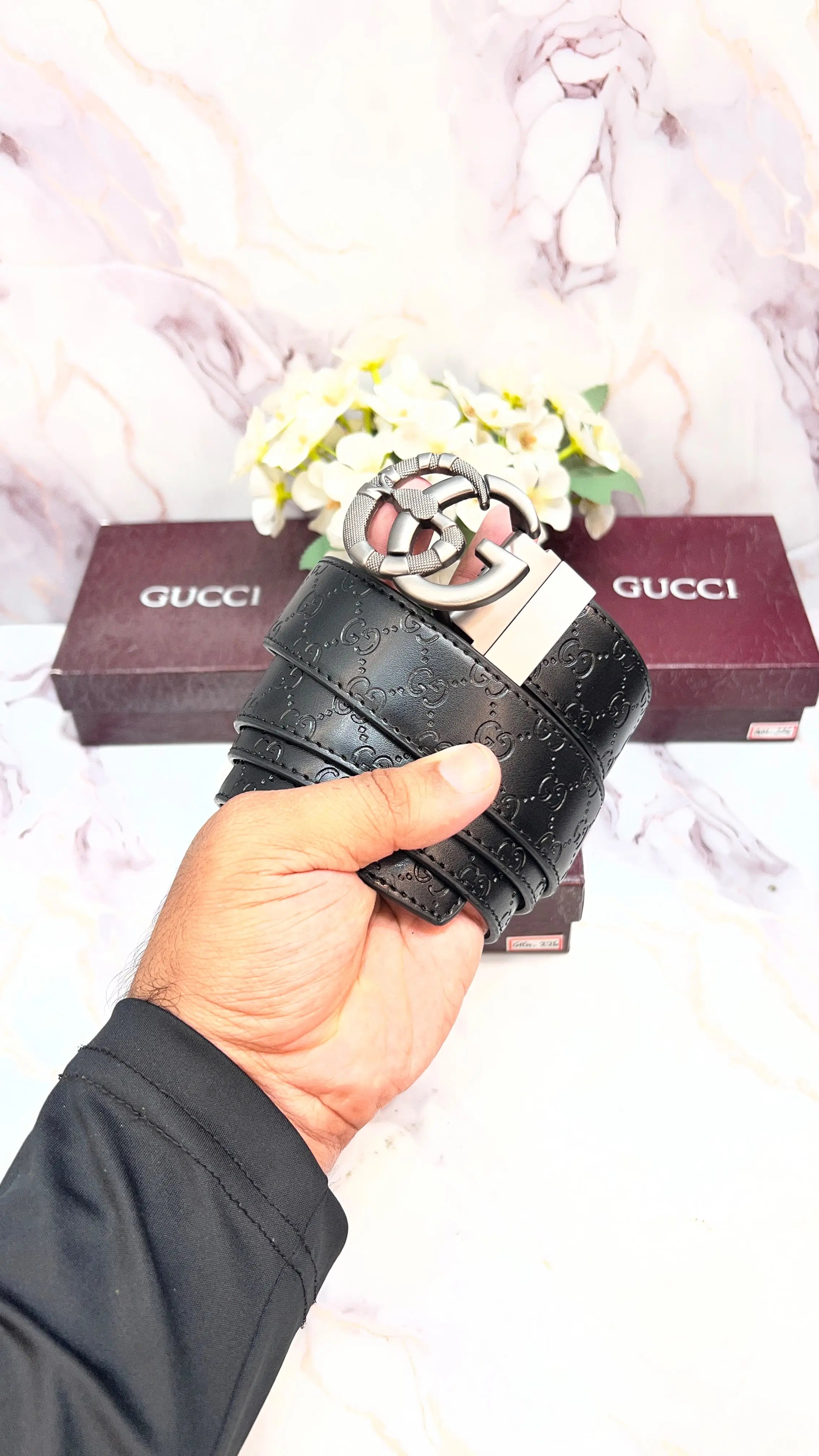 GG GUCCI SNAKE EDITION WITH EMBOSSED STRIP IMPORTED PREMIUM QUALITY REVERSEABLE BELT WITH OG BOX