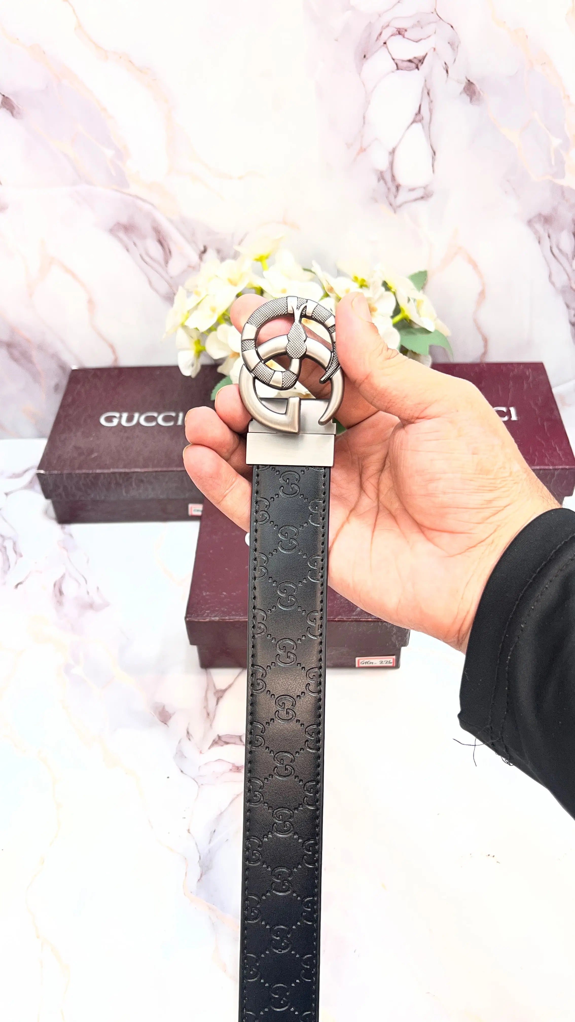 GG GUCCI SNAKE EDITION WITH EMBOSSED STRIP IMPORTED PREMIUM QUALITY REVERSEABLE BELT WITH OG BOX