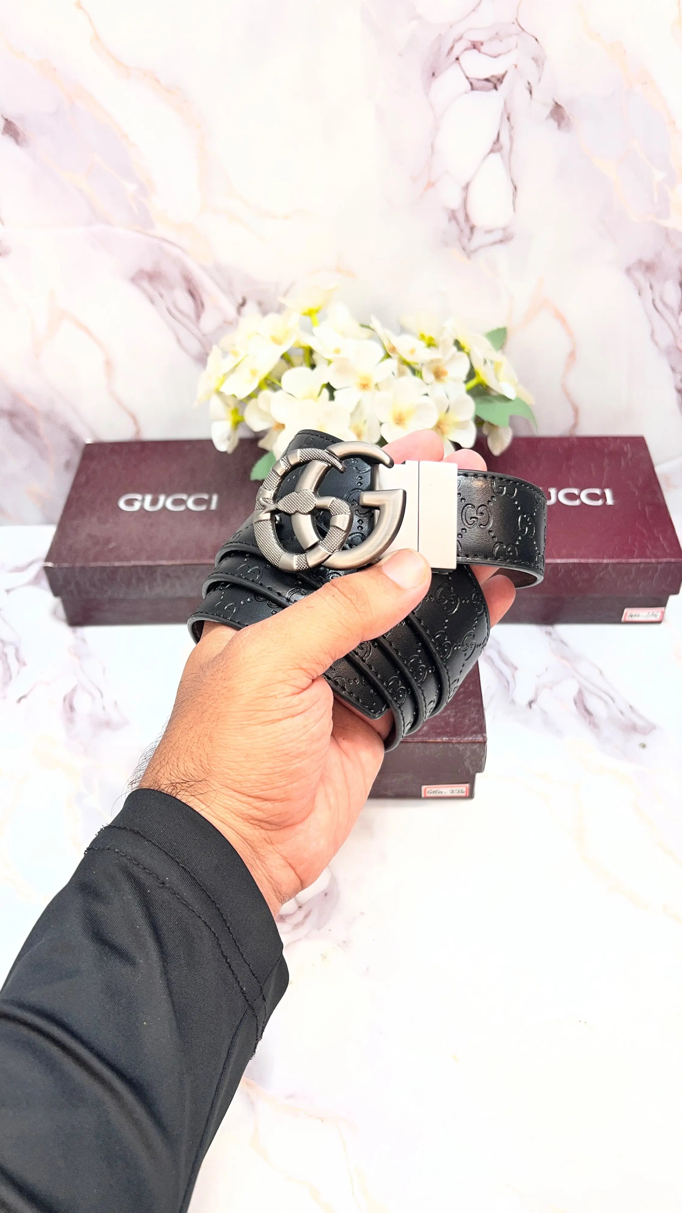 GG GUCCI SNAKE EDITION WITH EMBOSSED STRIP IMPORTED PREMIUM QUALITY REVERSEABLE BELT WITH OG BOX