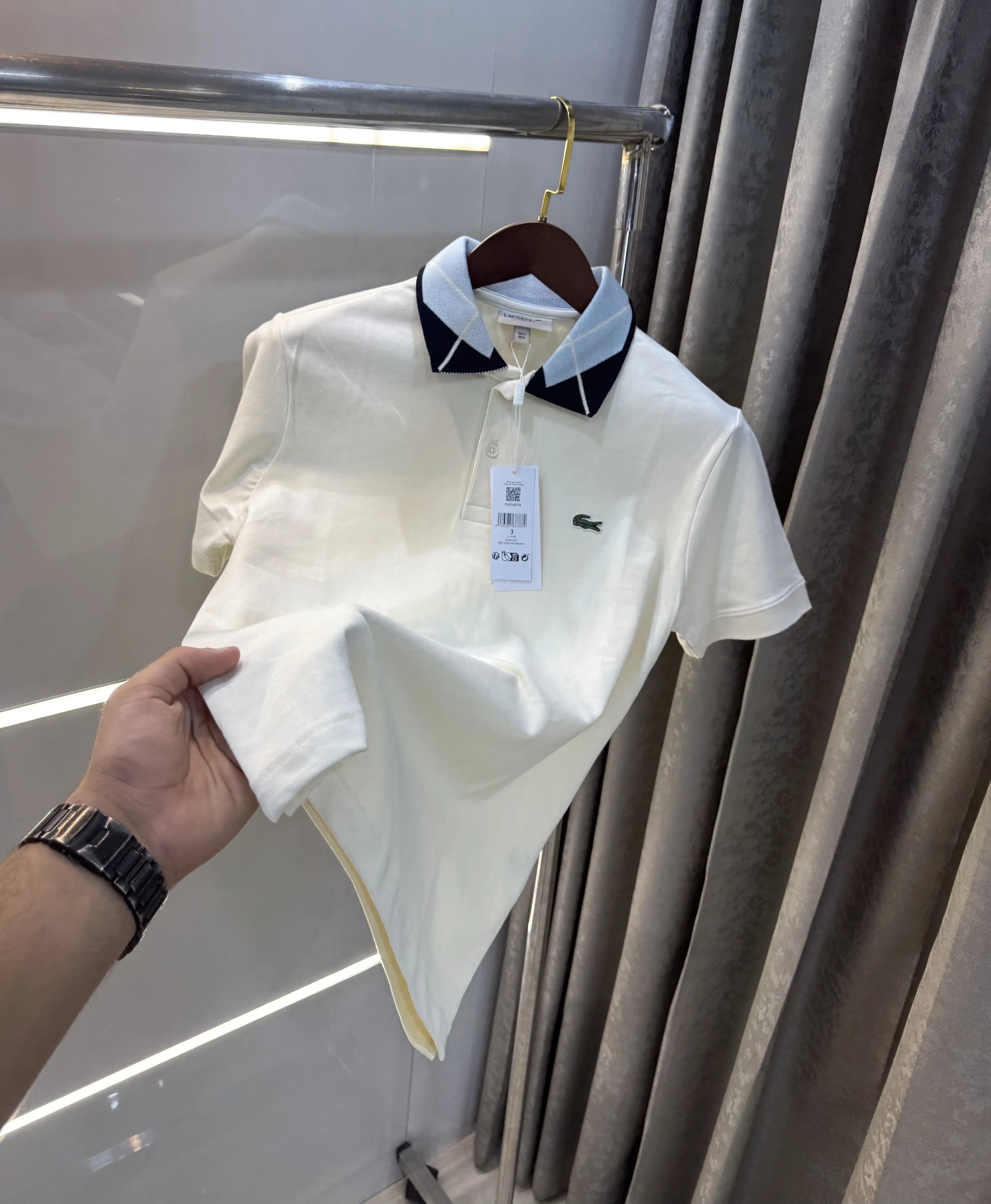  Lacost e Cream Embroidery Logo Premium Polo T-Shirt