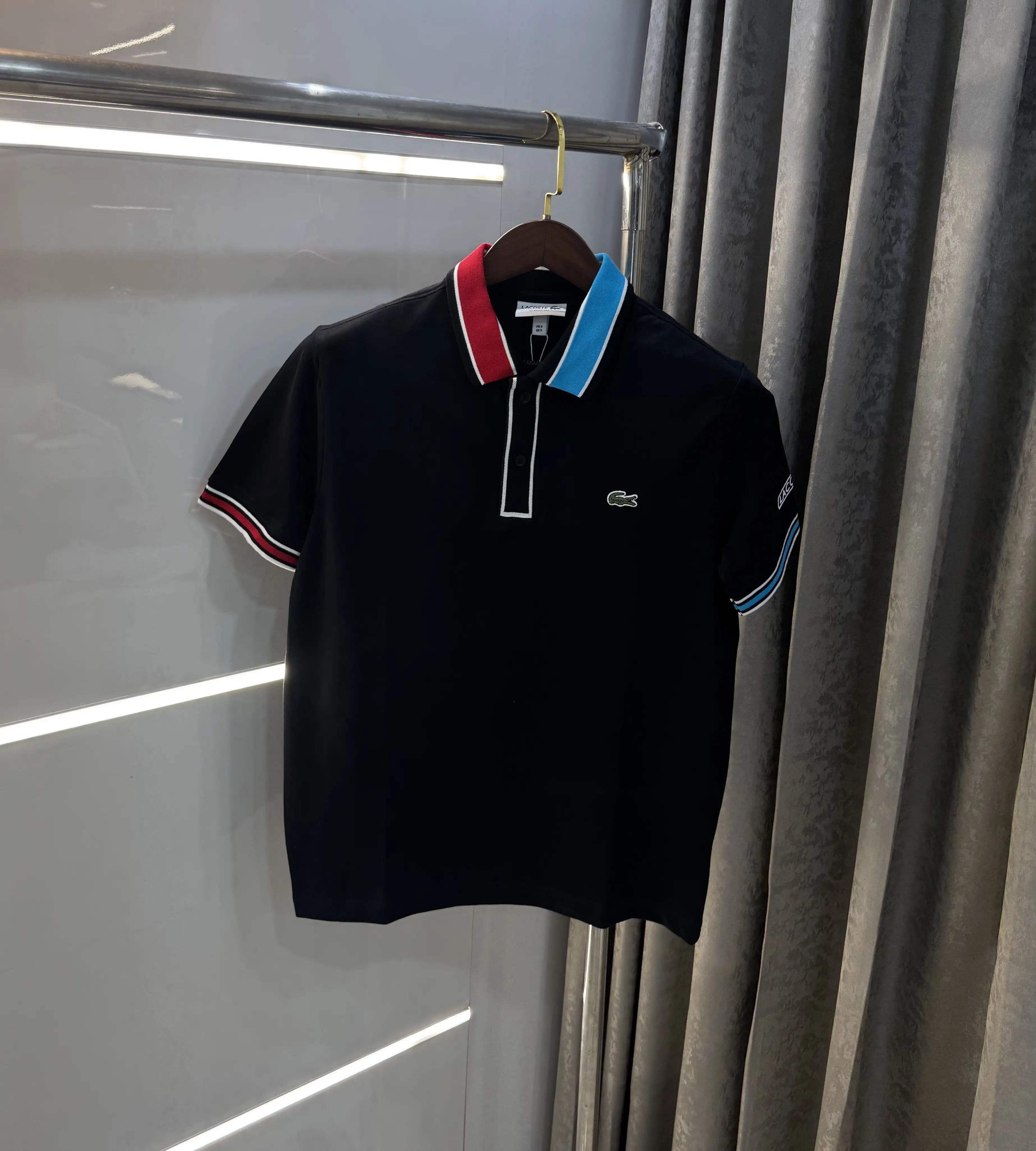  Lacost e Black Embroidery Logo Premium Polo T-Shirt
