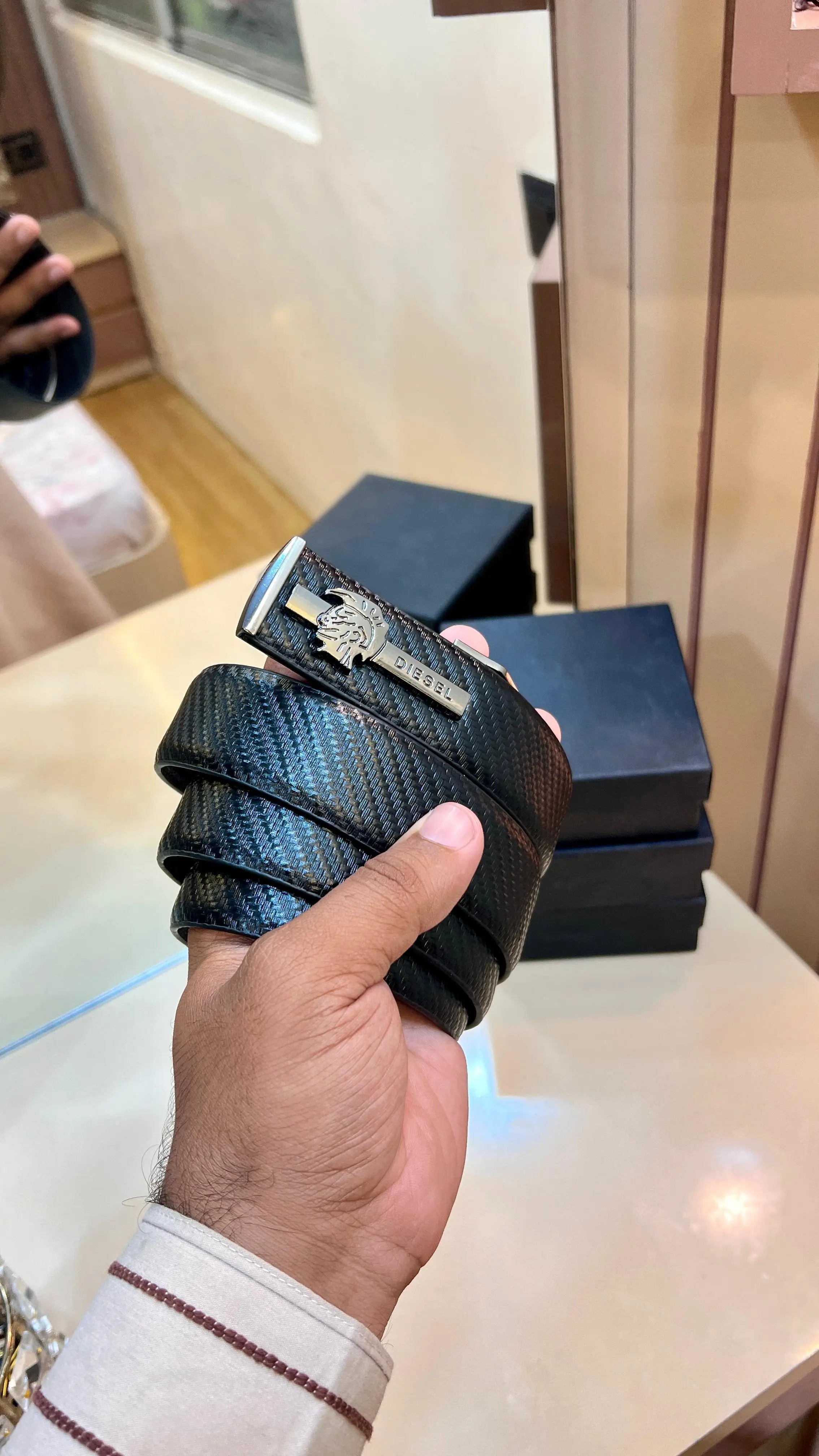 DIESEL PREMIUM QUALITY IMP REVERSEABLE BELT WITH BOX