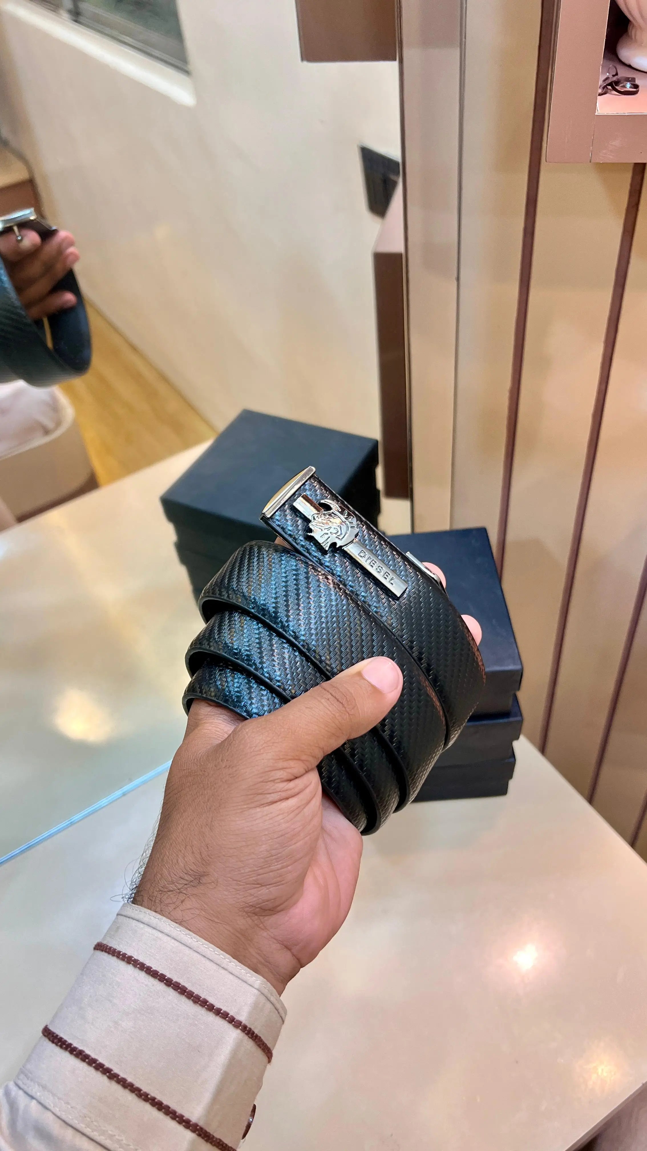 DIESEL PREMIUM QUALITY IMP REVERSEABLE BELT WITH BOX
