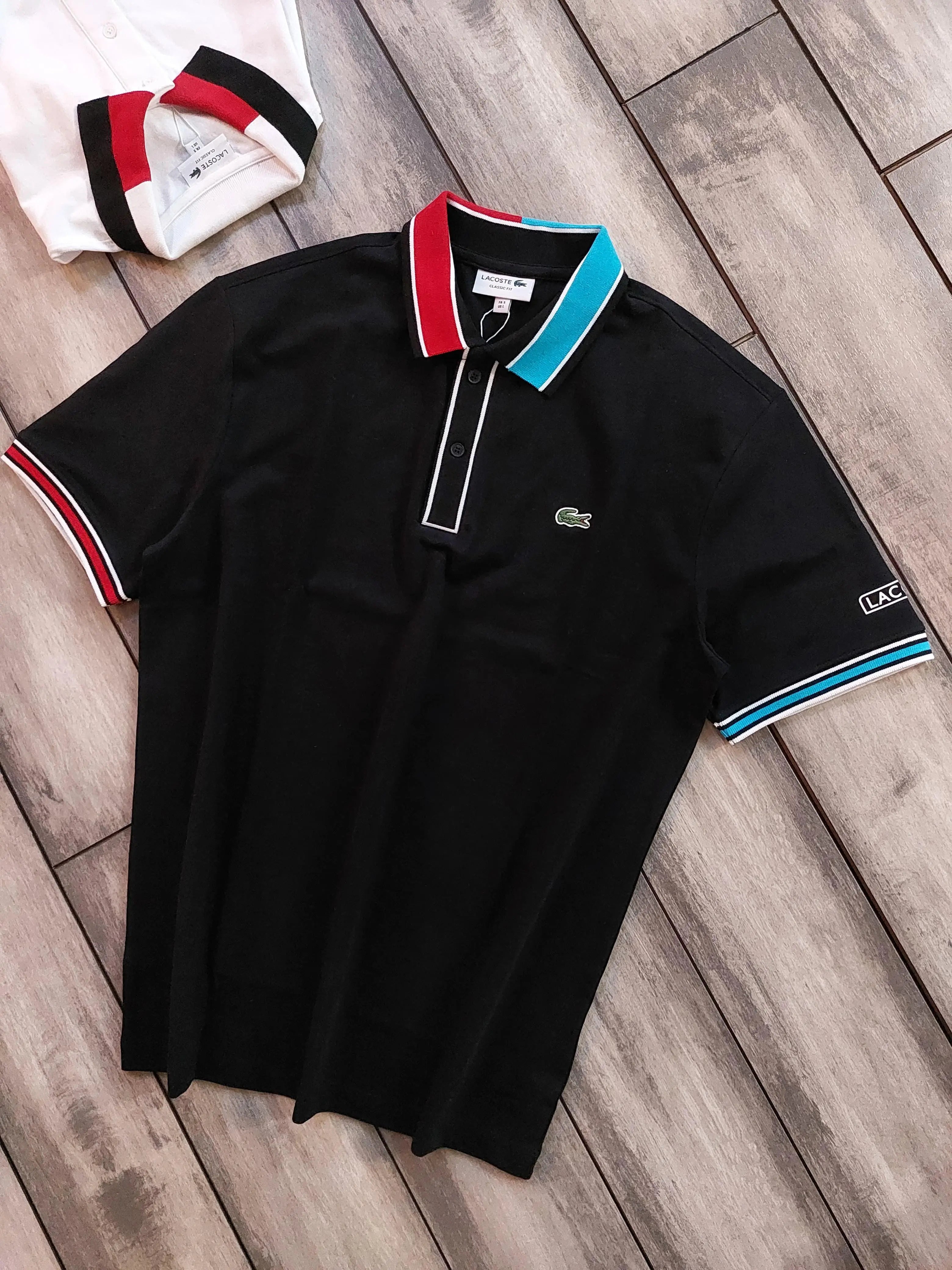  Lacost e Black Embroidery Logo Premium Polo T-Shirt