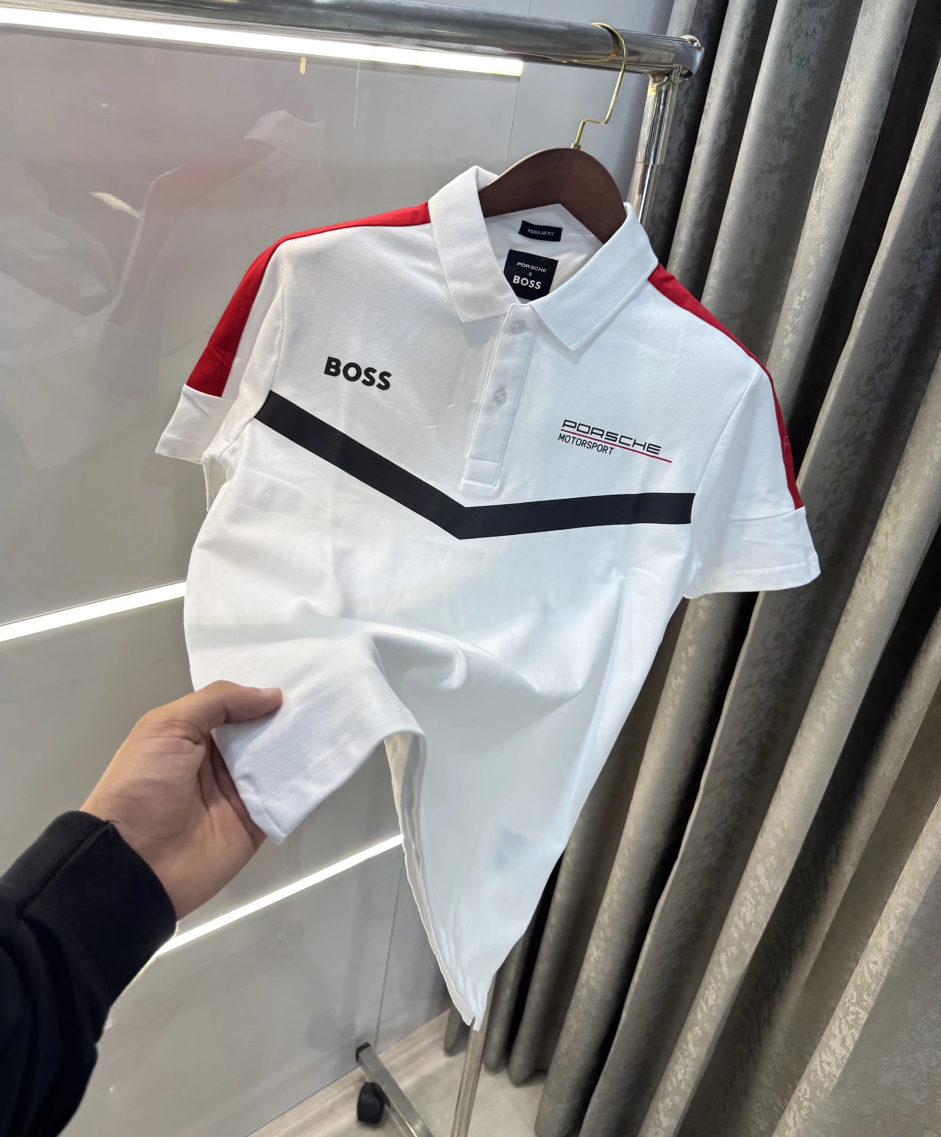 Hug o Boss White Porsch e Edition Premium Polo T-shirt