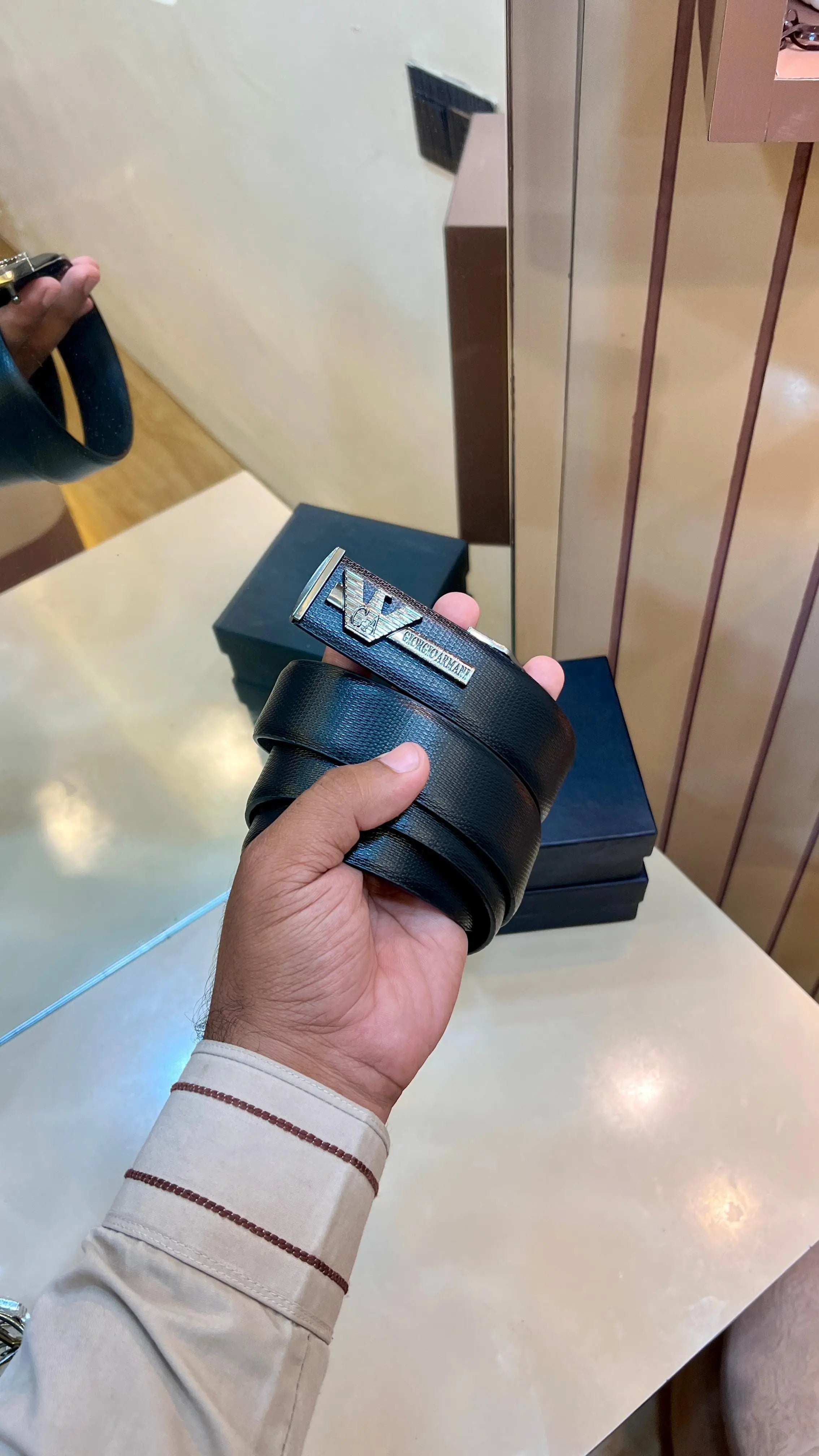 AX ARMANI EXCHANGE PREMIUM QUALITY IMP BELT WITH OG BOX 
