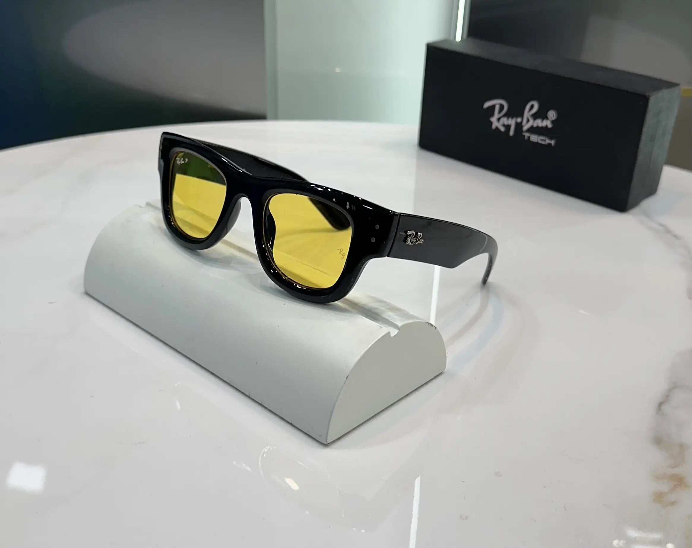RayBan Black Yellow Puffer Premium Shades 940
