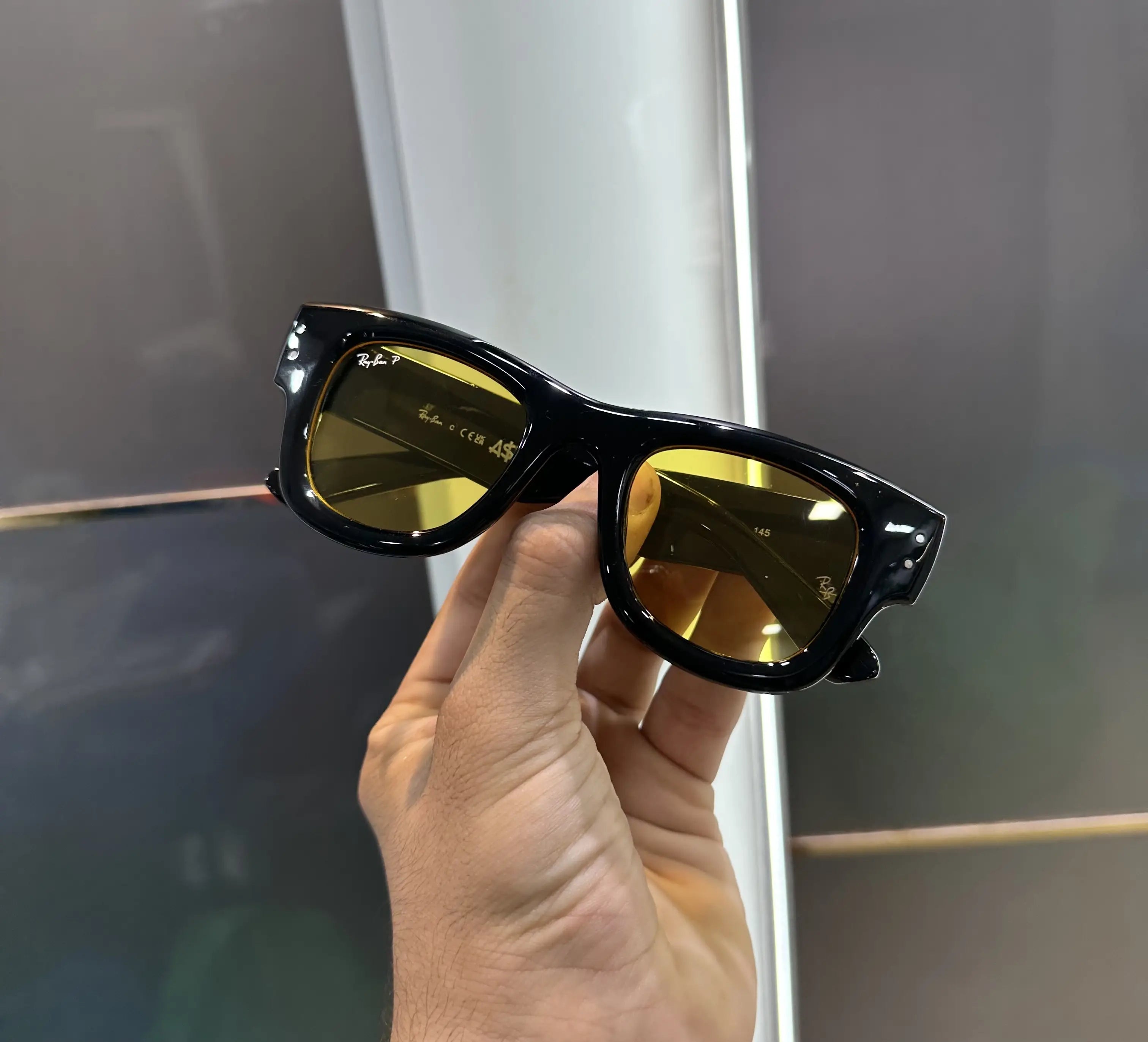 RayBan Black Yellow Puffer Premium Shades 940