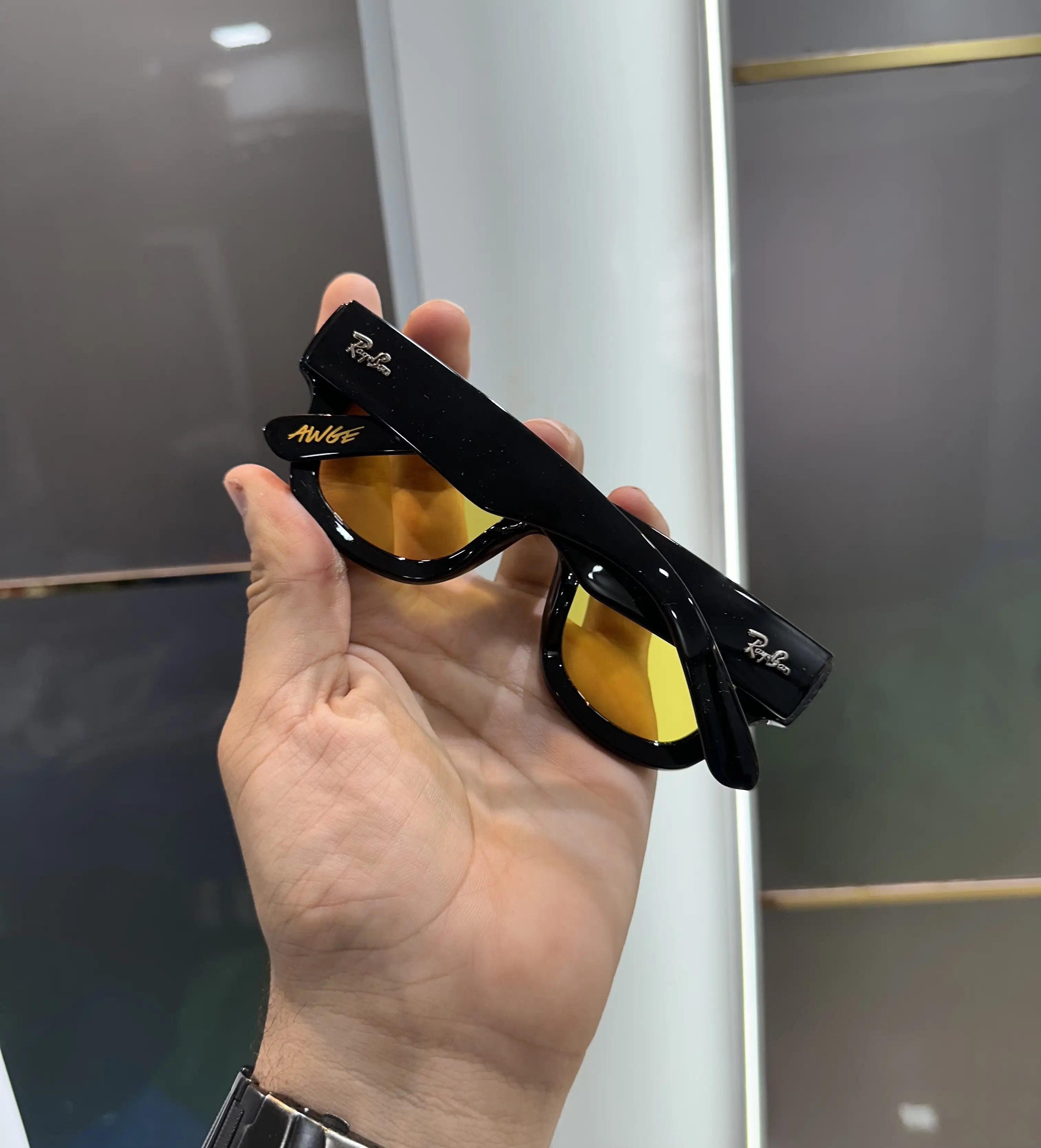 RayBan Black Yellow Puffer Premium Shades 940