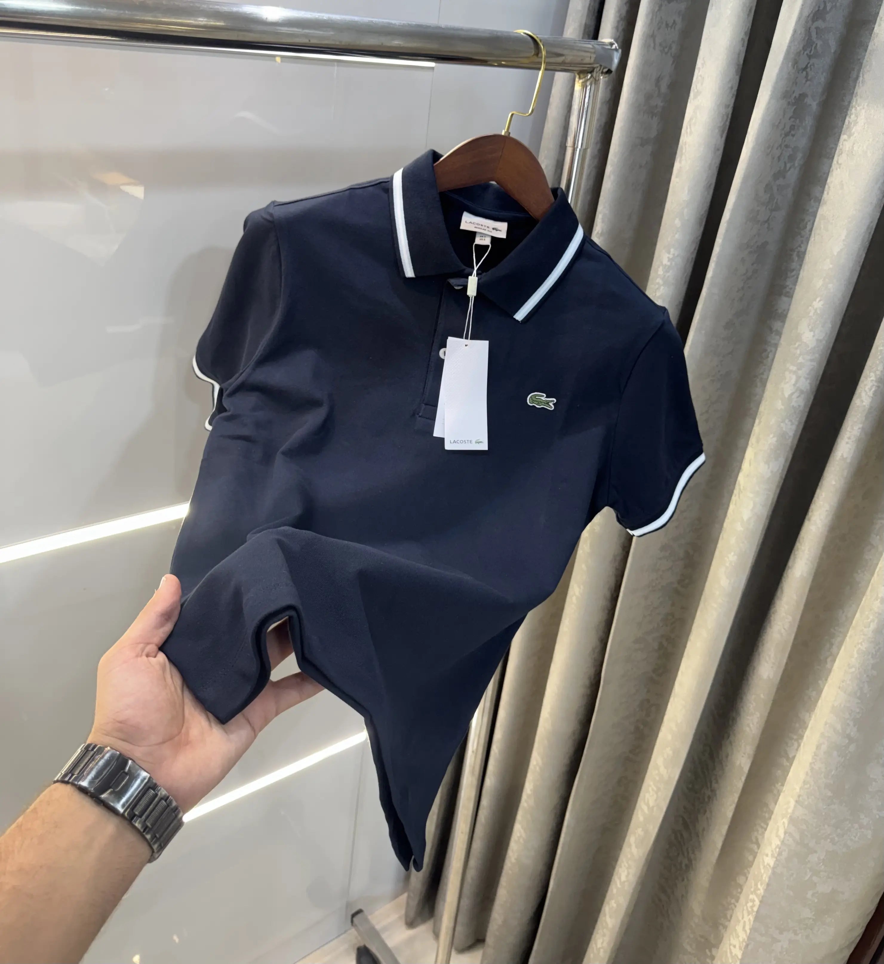 Lacost e Navy Blue Logo Work Premium Polo T-Shirt