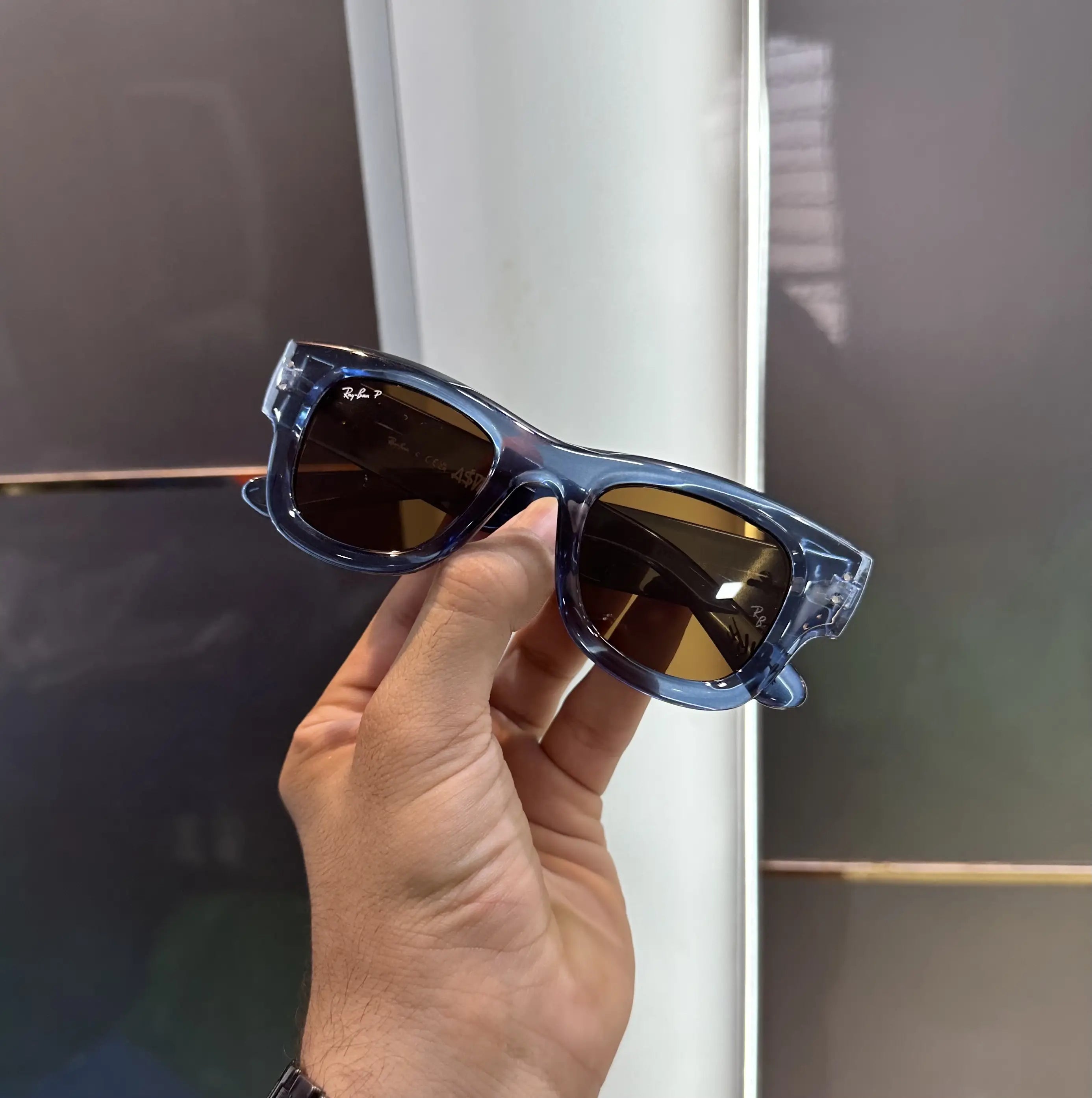 RayBan Puffer Blue Brown Premium Shades