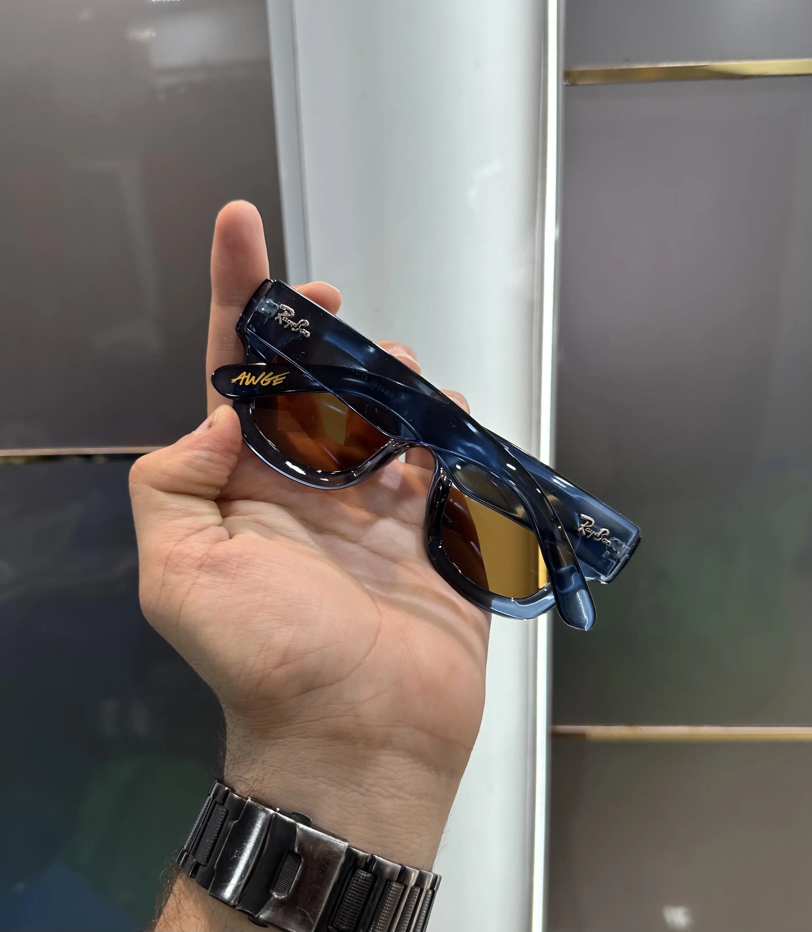 RayBan Puffer Blue Brown Premium Shades