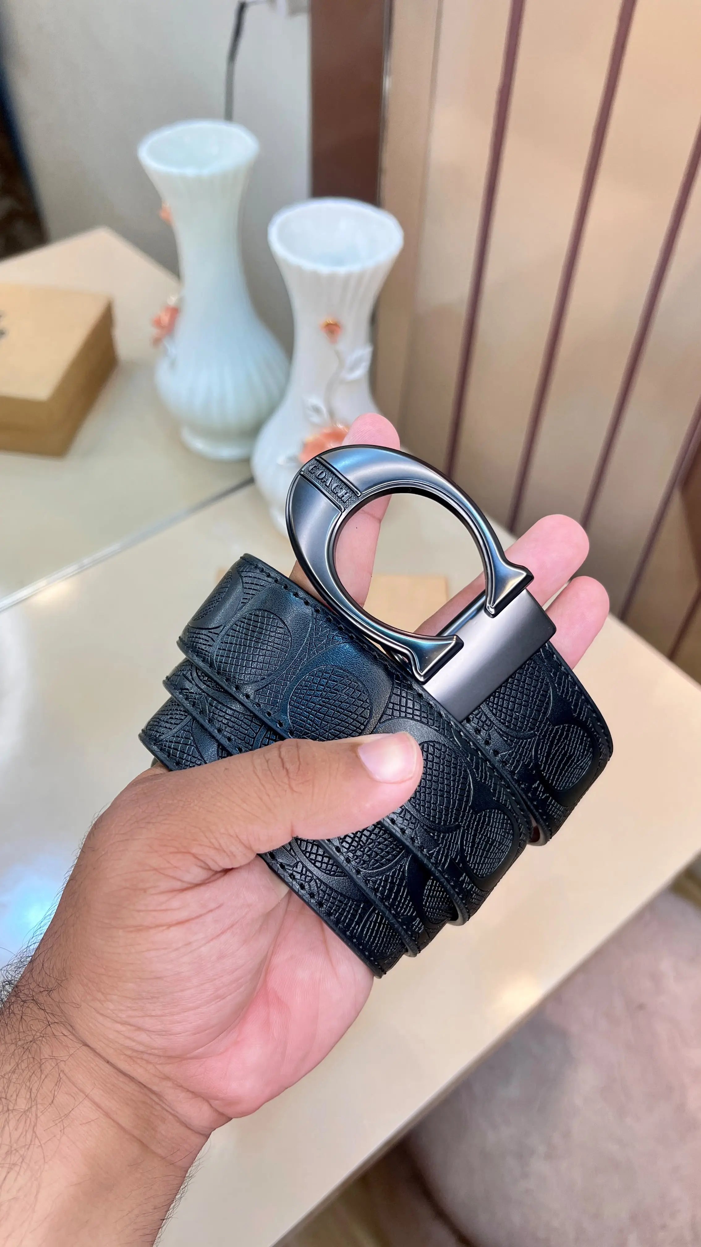 COACH PREMIUM QUALITY IMP EMBOSSED REVERSEABLE BELT WITH OG BOX 