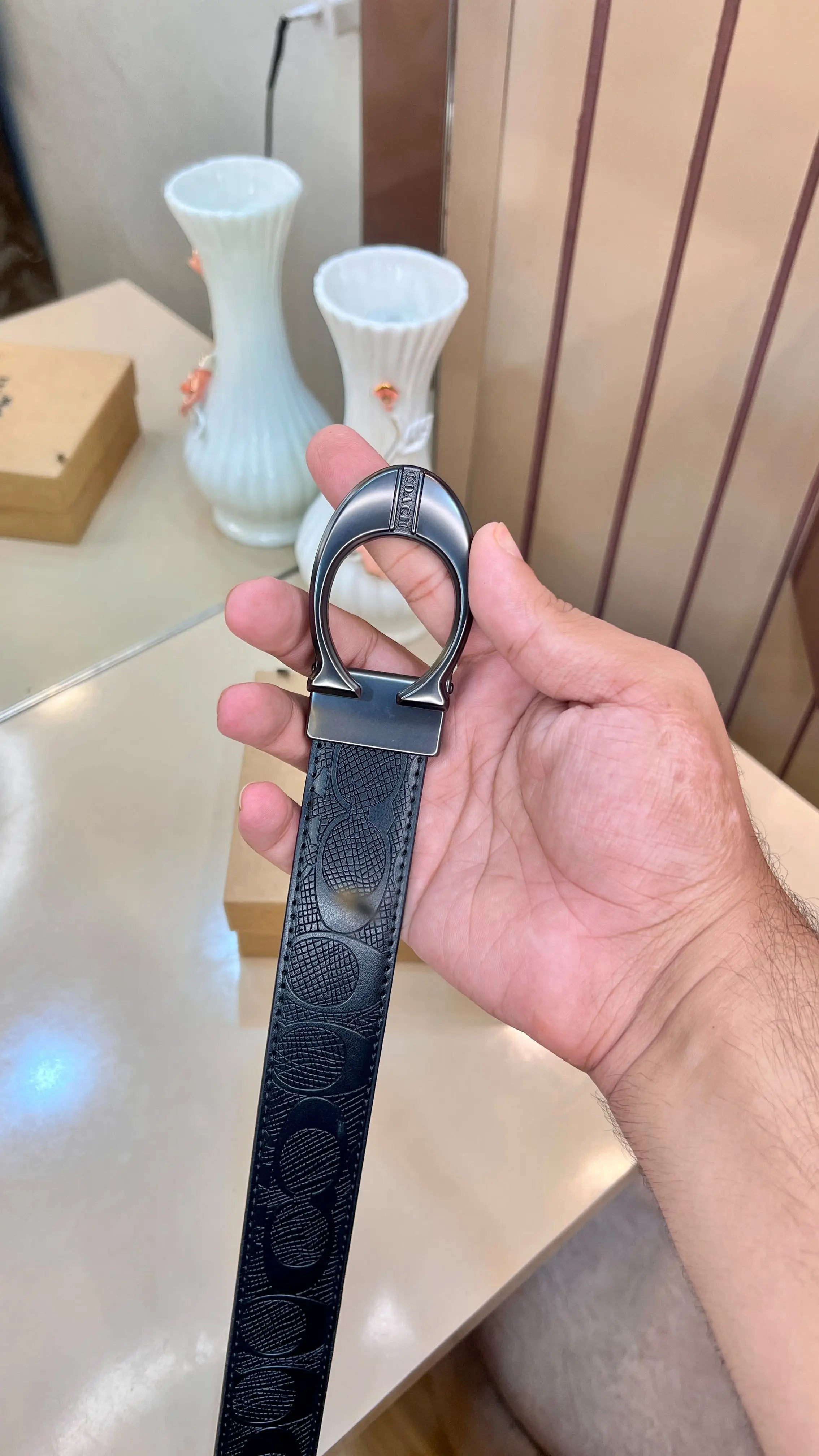 COACH PREMIUM QUALITY IMP EMBOSSED REVERSEABLE BELT WITH OG BOX 