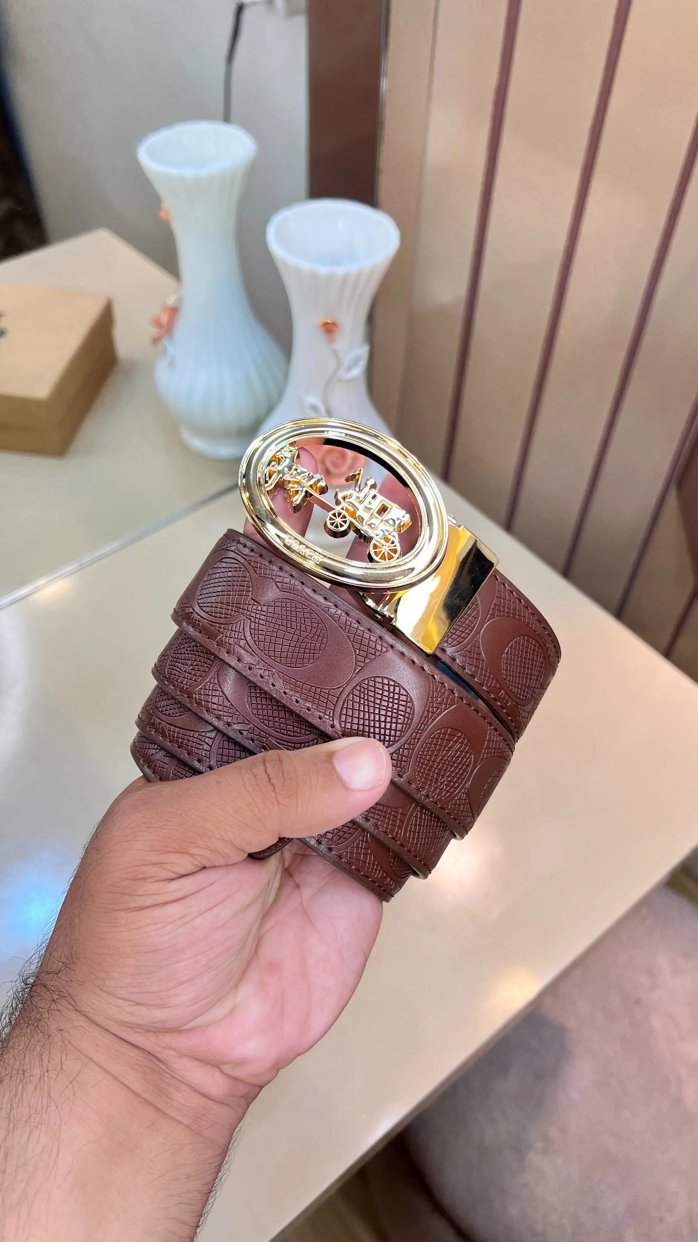 COACH PREMIUM QUALITY IMP EMBOSSED REVERSEABLE BELT WITH OG BOX 
