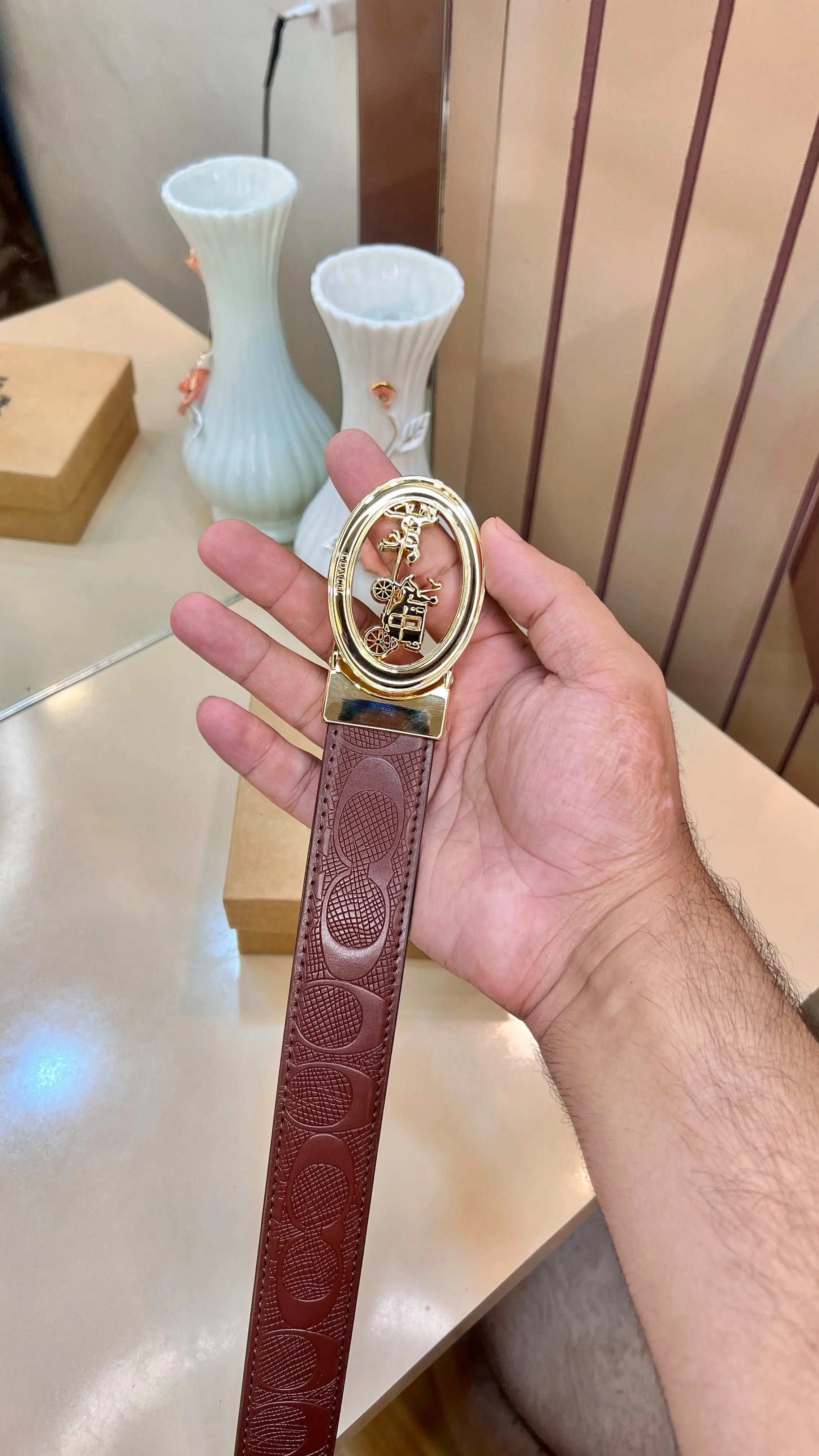 COACH PREMIUM QUALITY IMP EMBOSSED REVERSEABLE BELT WITH OG BOX 