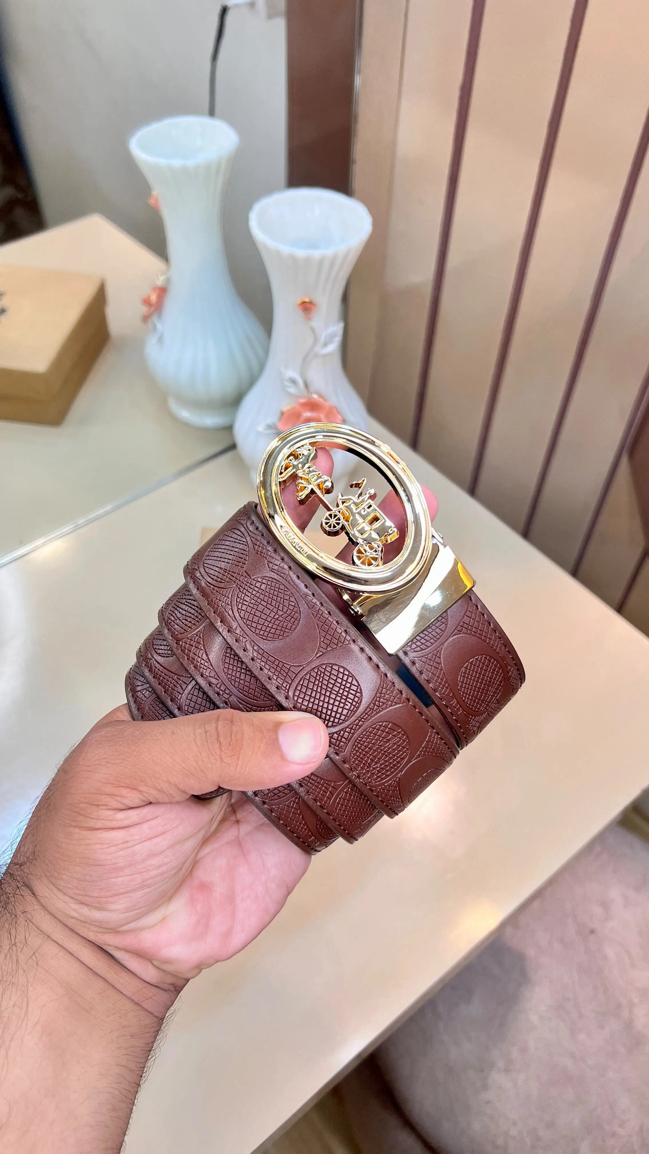 COACH PREMIUM QUALITY IMP EMBOSSED REVERSEABLE BELT WITH OG BOX 
