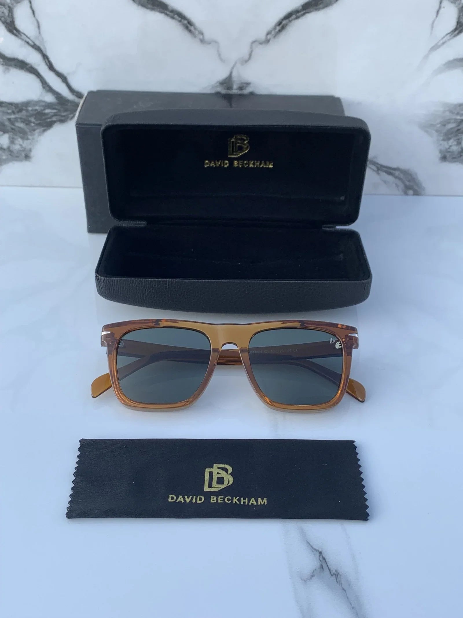 Branded Db Square Brown Green Sunglasses